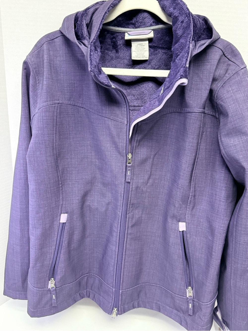 Free Country Purple Hooded Utility Jacket with Fleece Lining